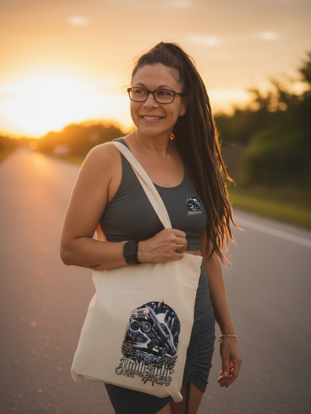 Gray Tank Top with Graphic Print